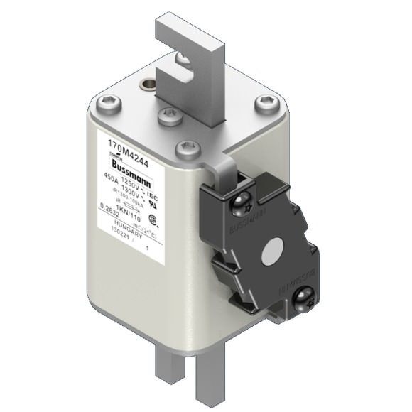 Bussmann. Предохранитель, высокая скорость, 450 A, AC 1250 V, size 1, 53 x 69 x 138 мм, aR, DIN, IEC, одинарный индикатор - 170M4244