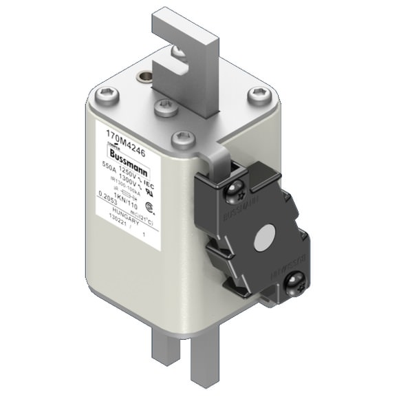 Bussmann. Предохранитель, высокая скорость, 550 A, AC 1250 V, size 1, 53 x 69 x 138 мм, aR, DIN, IEC, одинарный индикатор - 170M4246