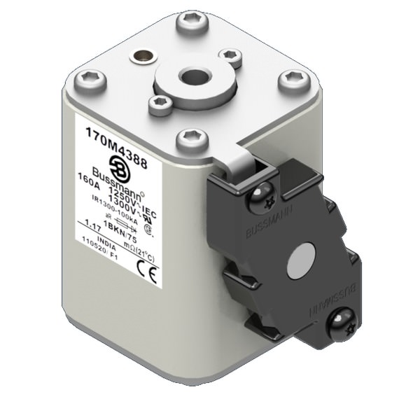 Bussmann. Предохранитель, высокая скорость, 160 A, AC 1250 V, size 1, 53 x 69 x 74 мм, aR, IEC, UL, одинарный индикатор - 170M4388
