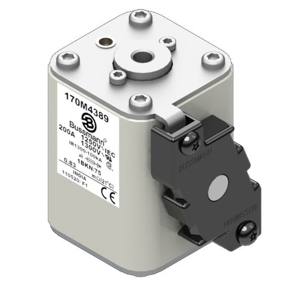Bussmann. Предохранитель, высокая скорость, 200 A, AC 1250 V, size 1, 53 x 69 x 74 мм, aR, IEC, UL, одинарный индикатор - 170M4389