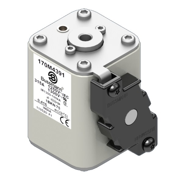 Bussmann. Предохранитель, высокая скорость, 315 A, AC 1250 V, size 1, 53 x 69 x 74 мм, aR, IEC, UL, одинарный индикатор - 170M4391
