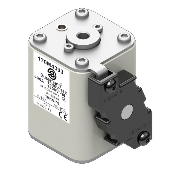 Bussmann. Предохранитель, высокая скорость, 400 A, AC 1250 V, size 1, 53 x 69 x 74 мм, aR, IEC, UL, одинарный индикатор - 170M4393