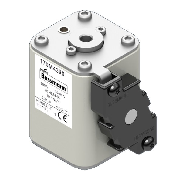 Bussmann. Предохранитель, высокая скорость, 500 A, AC 1100 V, size 1, 53 x 69 x 74 мм, aR, IEC, UL, одинарный индикатор - 170M4395