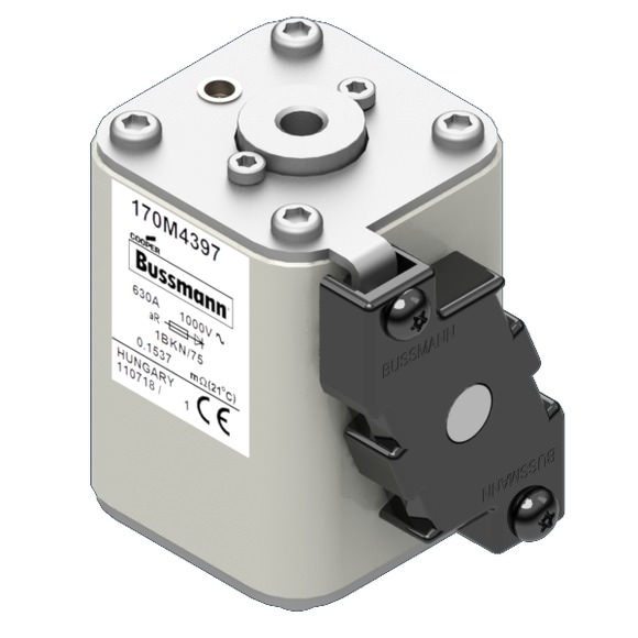 Bussmann. Предохранитель, высокая скорость, 630 A, AC 1000 V, size 1, 53 x 69 x 74 мм, aR, IEC, UL, одинарный индикатор - 170M4397