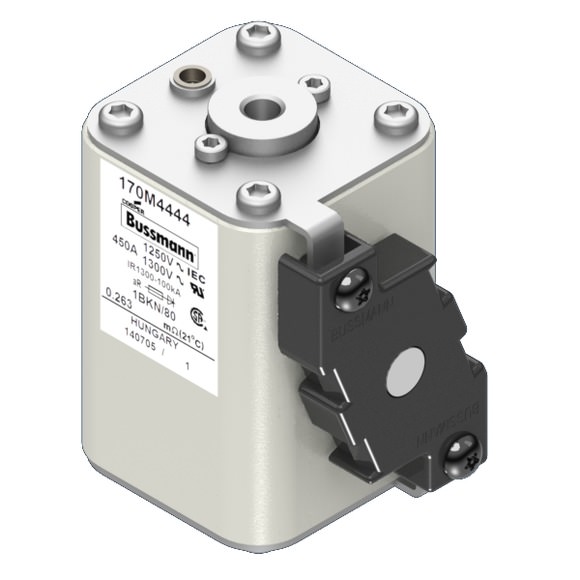 Bussmann. Предохранитель, высокая скорость, 450 A, AC 1250 V, size 1, 53 x 69 x 80 мм, aR, IEC, UL, одинарный индикатор - 170M4444