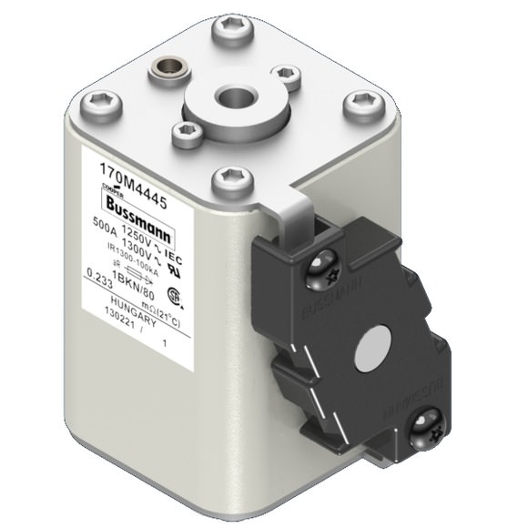 Bussmann. Предохранитель, высокая скорость, 500 A, AC 1250 V, size 1, 53 x 69 x 80 мм, aR, IEC, UL, одинарный индикатор - 170M4445