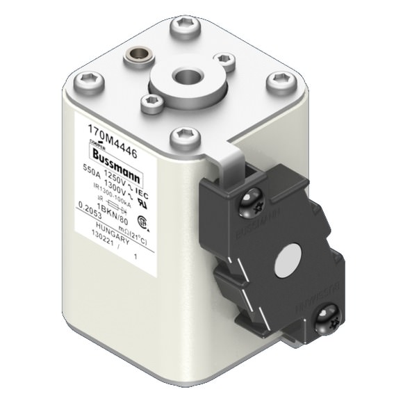 Bussmann. Предохранитель, высокая скорость, 550 A, AC 1250 V, size 1, 53 x 69 x 80 мм, aR, IEC, UL, одинарный индикатор - 170M4446