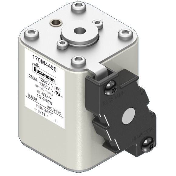 Bussmann. Предохранитель, высокая скорость, 250 A, AC 1250 V, size 1, 51 x 69 x 74 мм, aR, IEC, UL, одинарный индикатор - 170M4490