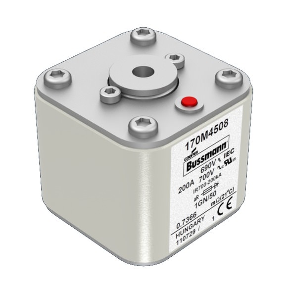 Bussmann. Предохранитель, высокая скорость, 250 A, AC 690 V, size 1, 53 x 69 x 51 мм, aR, IEC, UL, одинарный индикатор - 170M4509