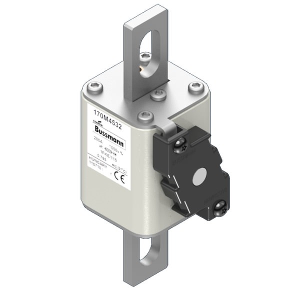 Bussmann. Предохранитель, высокая скорость, 200 A, AC 1000 V, size 1, 51 x 68 x 102 мм, aR, IEC, одинарный индикатор - 170M4532