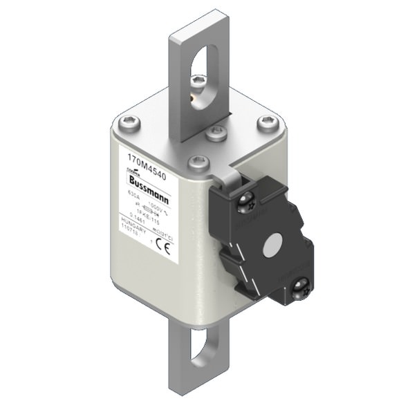 Bussmann. Предохранитель, высокая скорость, 630 A, AC 1000 V, size 1, 51 x 68 x 102 мм, aR, IEC, одинарный индикатор - 170M4540