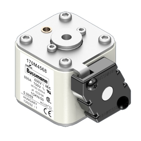 Bussmann. Предохранитель, высокая скорость, 700 A, AC 690 V, size 1, 53 x 69 x 51 мм, aR, IEC, UL, одинарный индикатор - 170M4567
