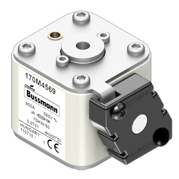 Bussmann. Предохранитель, высокая скорость, 900 A, AC 550 V, size 1, 53 x 69 x 51 мм, aR, IEC, UL, одинарный индикатор - 170M4569