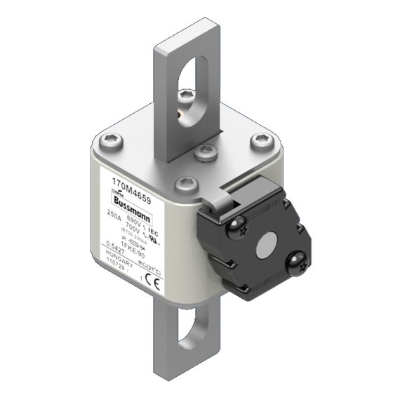 Bussmann. Предохранитель, высокая скорость, 250 A, AC 690 V, size 1, 53 x 69 x 136 мм, aR, IEC, UL, одинарный индикатор - 170M4659