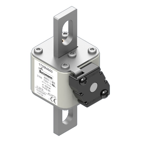 Bussmann. Предохранитель, высокая скорость, 315 A, AC 690 V, size 1, 53 x 69 x 136 мм, aR, IEC, UL, одинарный индикатор - 170M4660