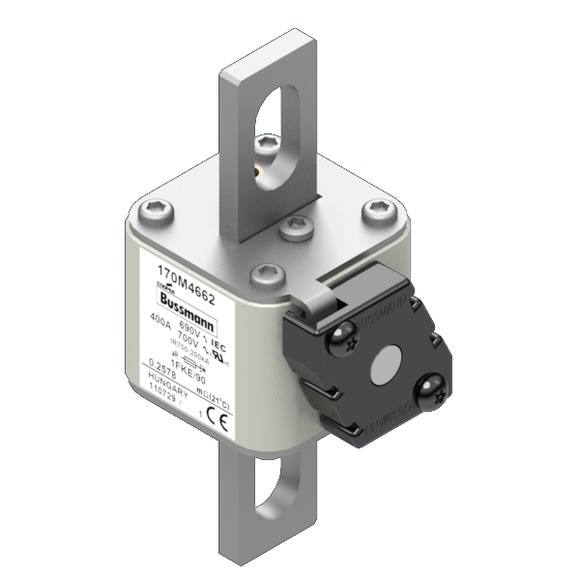 Bussmann. Предохранитель, высокая скорость, 400 A, AC 690 V, size 1, 53 x 69 x 136 мм, aR, IEC, UL, одинарный индикатор - 170M4662