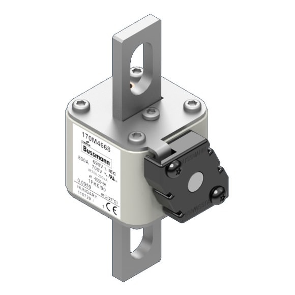 Bussmann. Предохранитель, высокая скорость, 800 A, AC 690 V, size 1, 53 x 69 x 136 мм, aR, IEC, UL, одинарный индикатор - 170M4668