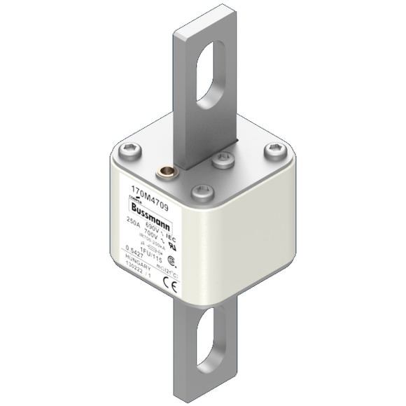Bussmann. Предохранитель, высокая скорость, 250 A, AC 690 V, size 1, 53 x 69 x 136 мм, aR, IEC, UL - 170M4709