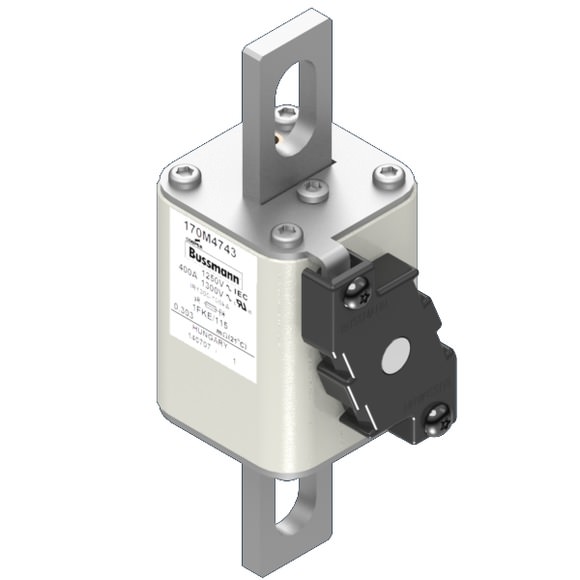 Bussmann. Предохранитель, высокая скорость, 400 A, AC 1250 V, size 1, 53 x 69 x 160 мм, aR, IEC, UL, одинарный индикатор - 170M4743