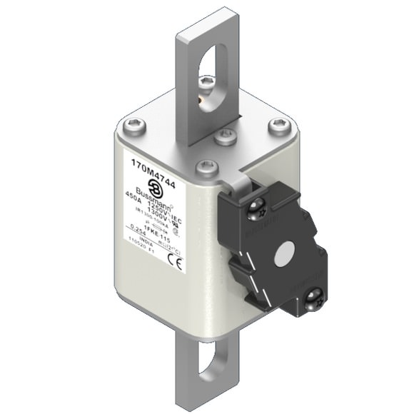 Bussmann. Предохранитель, высокая скорость, 450 A, AC 1250 V, size 1, 53 x 69 x 160 мм, aR, IEC, UL, одинарный индикатор - 170M4744