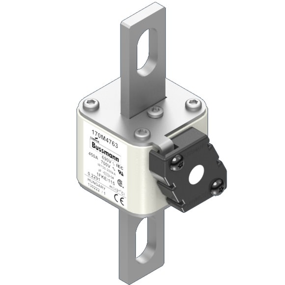 Bussmann. Предохранитель, высокая скорость, 450 A, AC 690 V, size 1, 53 x 69 x 136 мм, aR, IEC, UL, одинарный индикатор - 170M4763