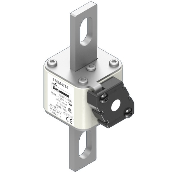 Bussmann. Предохранитель, высокая скорость, 700 A, AC 690 V, size 1, 53 x 69 x 136 мм, aR, IEC, UL, одинарный индикатор - 170M4767