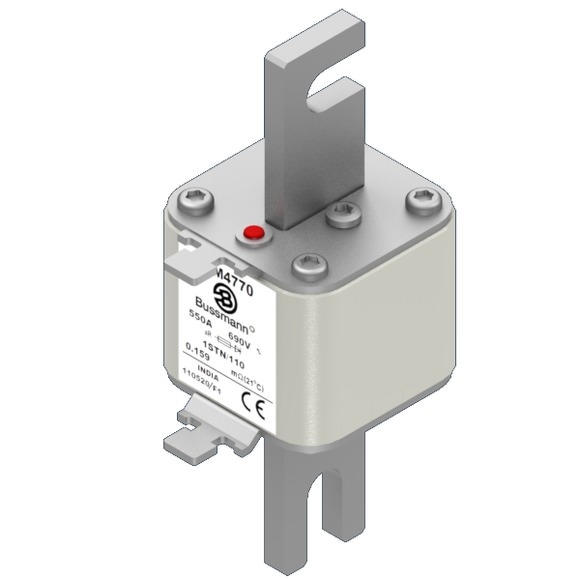 Bussmann. Предохранитель, высокая скорость, 550 A, AC 690 V, size 1, 52 x 52 x 140 мм, aR, IEC, одинарный индикатор - 170M4770
