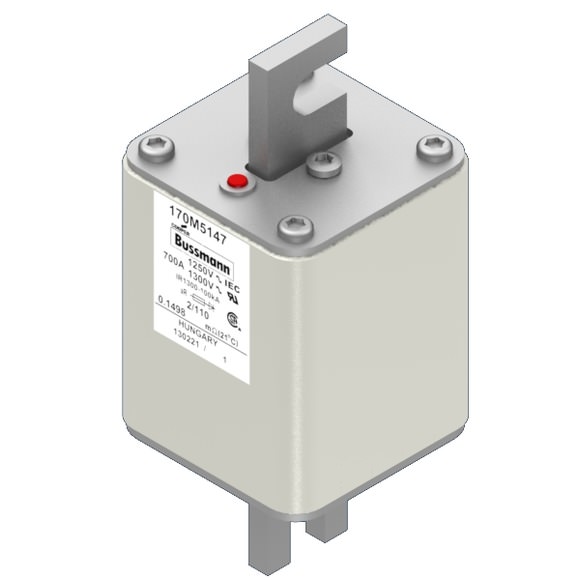 Bussmann. Предохранитель, высокая скорость, 700 A, AC 1250 V, size 2, 61 x 75 x 138 мм, aR, DIN, IEC, одинарный индикатор - 170M5147