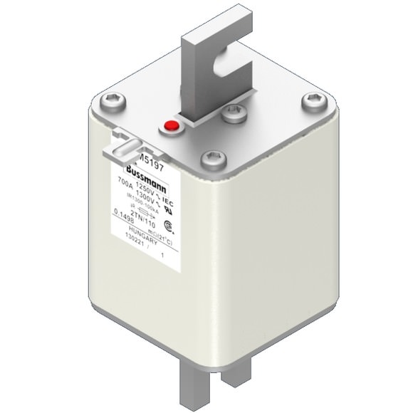 Bussmann. Предохранитель, высокая скорость, 700 A, AC 1250 V, size 2, 61 x 75 x 138 мм, aR, DIN, IEC, одинарный индикатор - 170M5197