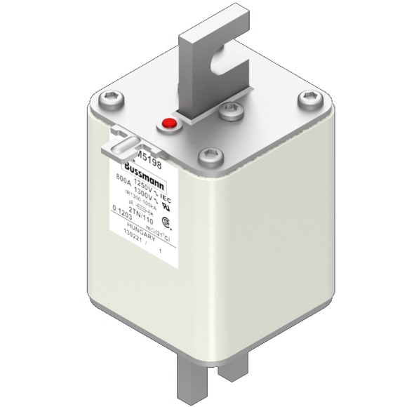 Bussmann. Предохранитель, высокая скорость, 800 A, AC 1250 V, size 2, 61 x 75 x 138 мм, aR, DIN, IEC, одинарный индикатор - 170M5198