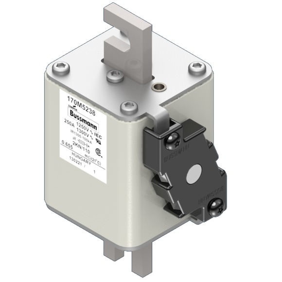 Bussmann. Предохранитель, высокая скорость, 250 A, AC 1250 V, size 2, 61 x 77 x 138 мм, aR, DIN, IEC, одинарный индикатор - 170M5238