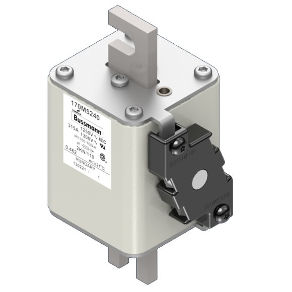 Bussmann. Предохранитель, высокая скорость, 315 A, AC 1250 V, size 2, 61 x 77 x 138 мм, aR, DIN, IEC, одинарный индикатор - 170M5240
