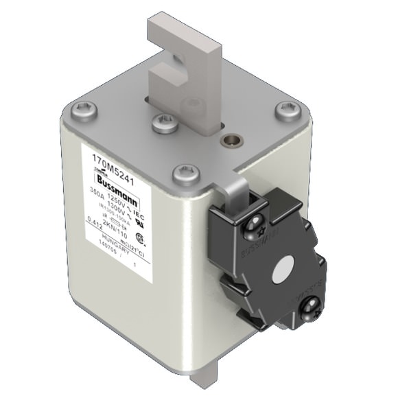 Bussmann. Предохранитель, высокая скорость, 350 A, AC 1250 V, size 2, 61 x 77 x 138 мм, aR, DIN, IEC, одинарный индикатор - 170M5241