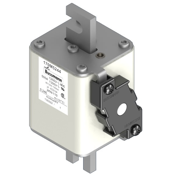 Bussmann. Предохранитель, высокая скорость, 500 A, AC 1250 V, size 2, 61 x 77 x 138 мм, aR, DIN, IEC, одинарный индикатор - 170M5244