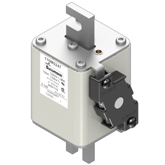 Bussmann. Предохранитель, высокая скорость, 700 A, AC 1250 V, size 2, 61 x 77 x 138 мм, aR, DIN, IEC, одинарный индикатор - 170M5247