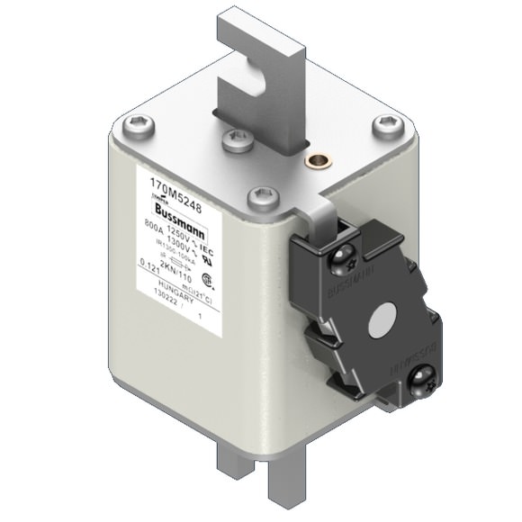 Bussmann. Предохранитель, высокая скорость, 800 A, AC 1250 V, size 2, 61 x 77 x 138 мм, aR, DIN, IEC, одинарный индикатор - 170M5248