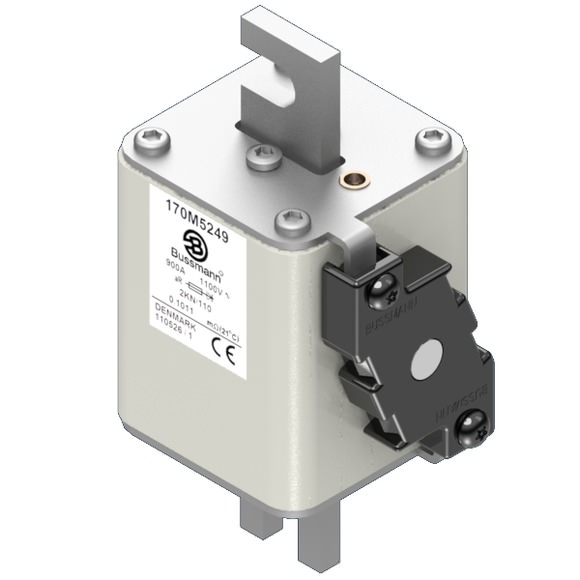 Bussmann. Предохранитель, высокая скорость, 900 A, AC 1100 V, size 2, 61 x 77 x 138 мм, aR, DIN, IEC, одинарный индикатор - 170M5249