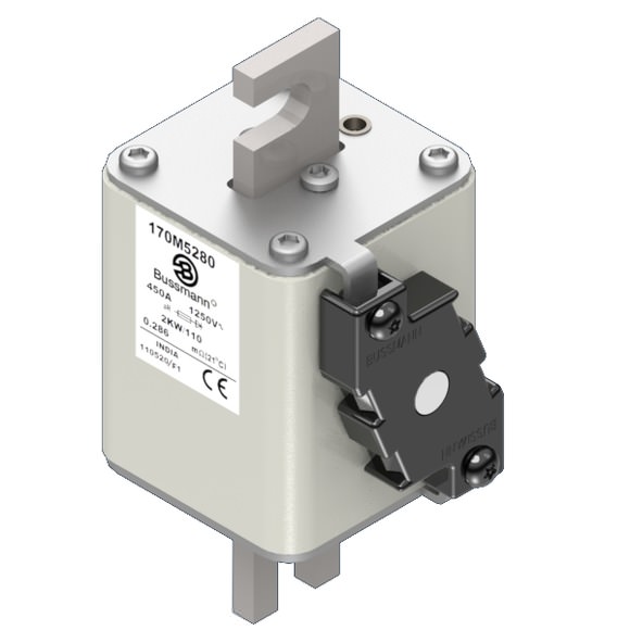 Bussmann. Предохранитель, высокая скорость, 700 A, AC 1250 V, size 2, 61 x 77 x 138 мм, aR, IEC, одинарный индикатор - 170M5271