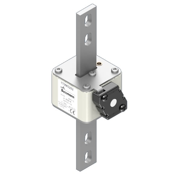 Bussmann. Предохранитель, высокая скорость, 630 A, AC 690 V, size 2, 61 x 77 x 212 мм, aR, IEC, одинарный индикатор - 170M5282