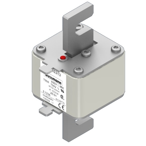 Bussmann. Предохранитель, высокая скорость, 700 A, AC 690 V, size 2, 61 x 61 x 126 мм, aR, IEC, одинарный индикатор - 170M5313