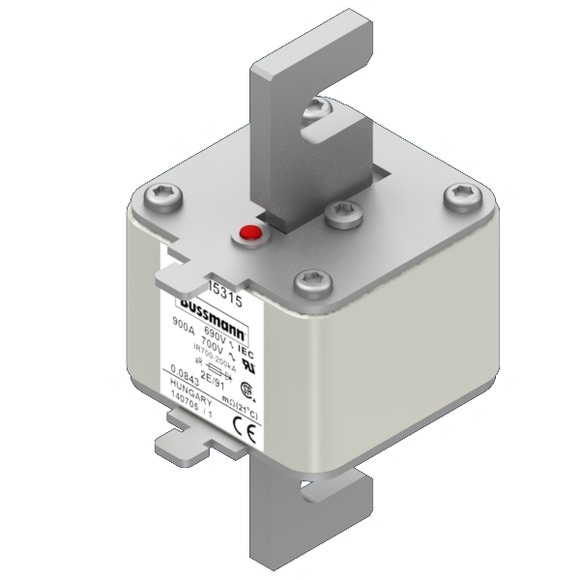 Bussmann. Предохранитель, высокая скорость, 900 A, AC 690 V, size 2, 61 x 61 x 126 мм, aR, IEC, одинарный индикатор - 170M5315
