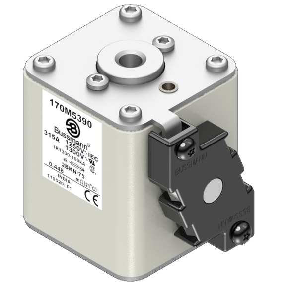 Bussmann. Предохранитель, высокая скорость, 315 A, AC 1250 V, size 2, 61 x 75 x 77 мм, aR, IEC, UL, одинарный индикатор - 170M5390