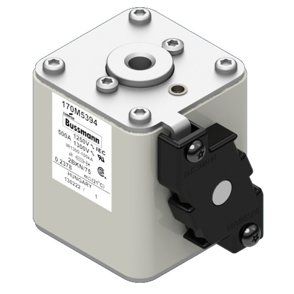 Bussmann. Предохранитель, высокая скорость, 500 A, AC 1250 V, size 2, 61 x 75 x 77 мм, aR, IEC, UL, одинарный индикатор - 170M5394