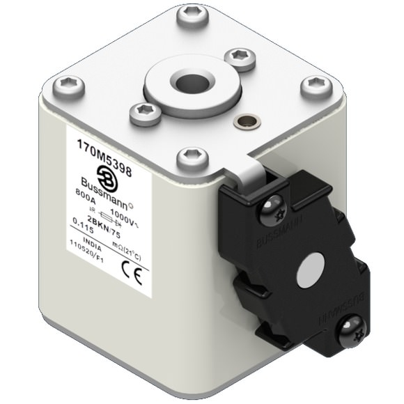 Bussmann. Предохранитель, высокая скорость, 800 A, AC 1000 V, size 2, 61 x 75 x 77 мм, aR, IEC, UL, одинарный индикатор - 170M5398