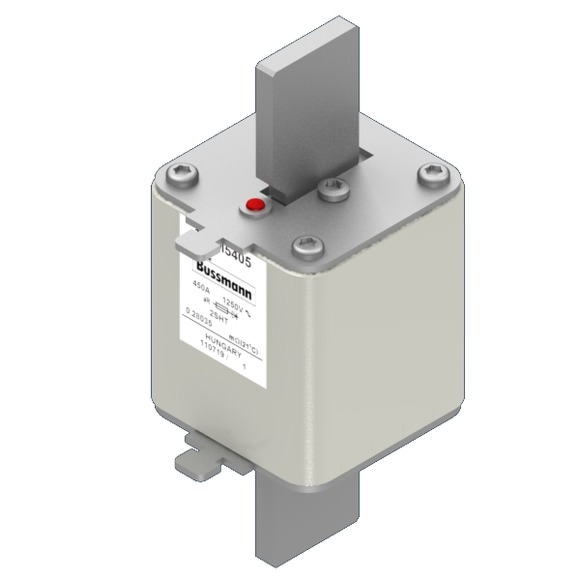 Bussmann. Предохранитель, высокая скорость, 450 A, AC 1250 V, size 2, 59 x 59 x 150 мм, aR, IEC, одинарный индикатор - 170M5405
