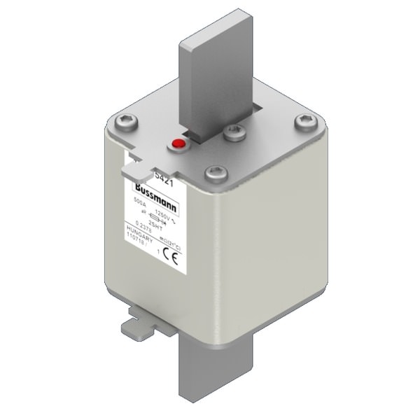 Bussmann. Предохранитель, высокая скорость, 500 A, AC 1250 V, size 2, 59 x 59 x 150 мм, aR, IEC, одинарный индикатор - 170M5421