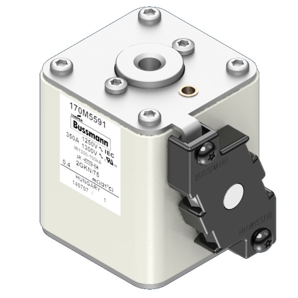 Bussmann. Предохранитель, высокая скорость, 350 A, AC 1250 V, size 2, 61 x 77 x 75 мм, aR, IEC, UL, одинарный индикатор - 170M5591