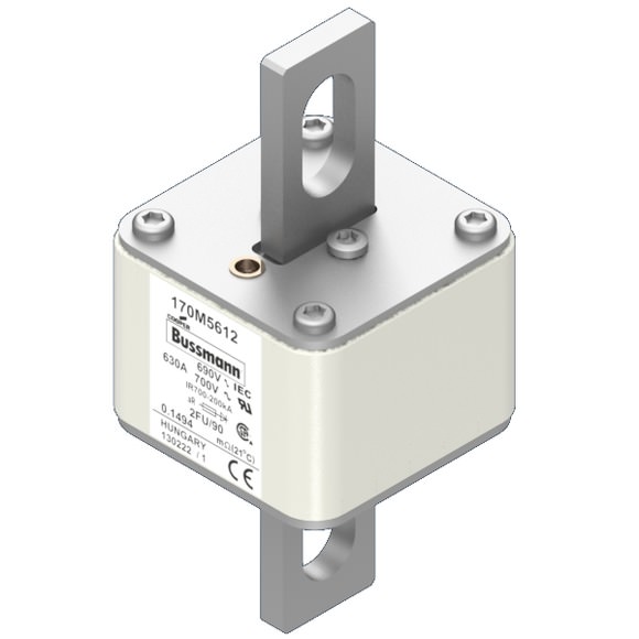 Bussmann. Предохранитель, высокая скорость, 630 A, AC 690 V, size 2, 61 x 77 x 135 мм, aR, IEC, UL - 170M5612