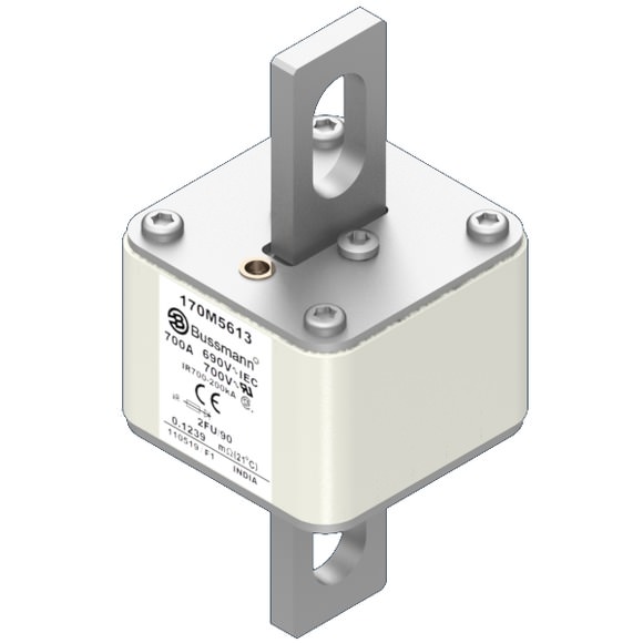 Bussmann. Предохранитель, высокая скорость, 700 A, AC 690 V, size 2, 61 x 77 x 135 мм, aR, IEC, UL - 170M5613