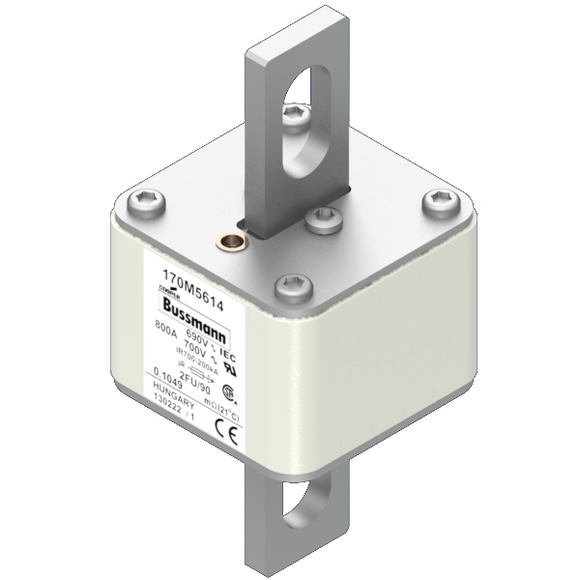 Bussmann. Предохранитель, высокая скорость, 800 A, AC 690 V, size 2, 61 x 77 x 135 мм, aR, IEC, UL - 170M5614